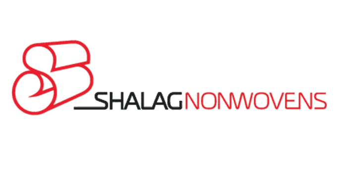 Shalag Nonwovens logo with exhibition space background.